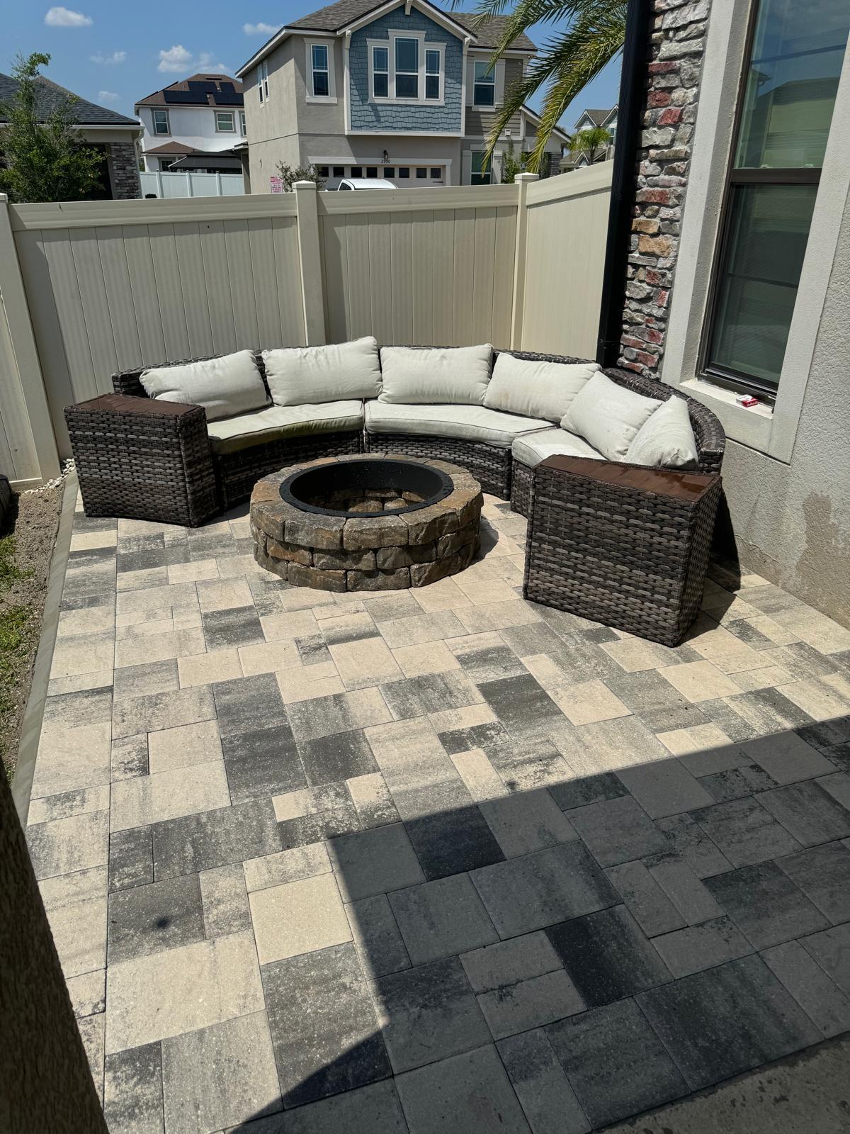 Backyard patio with fire pit